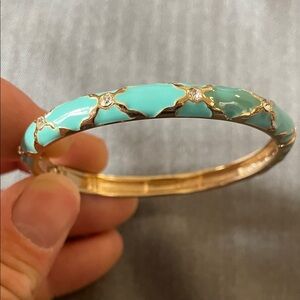 Sequin Hearts Gold and Turquoise Bracelet